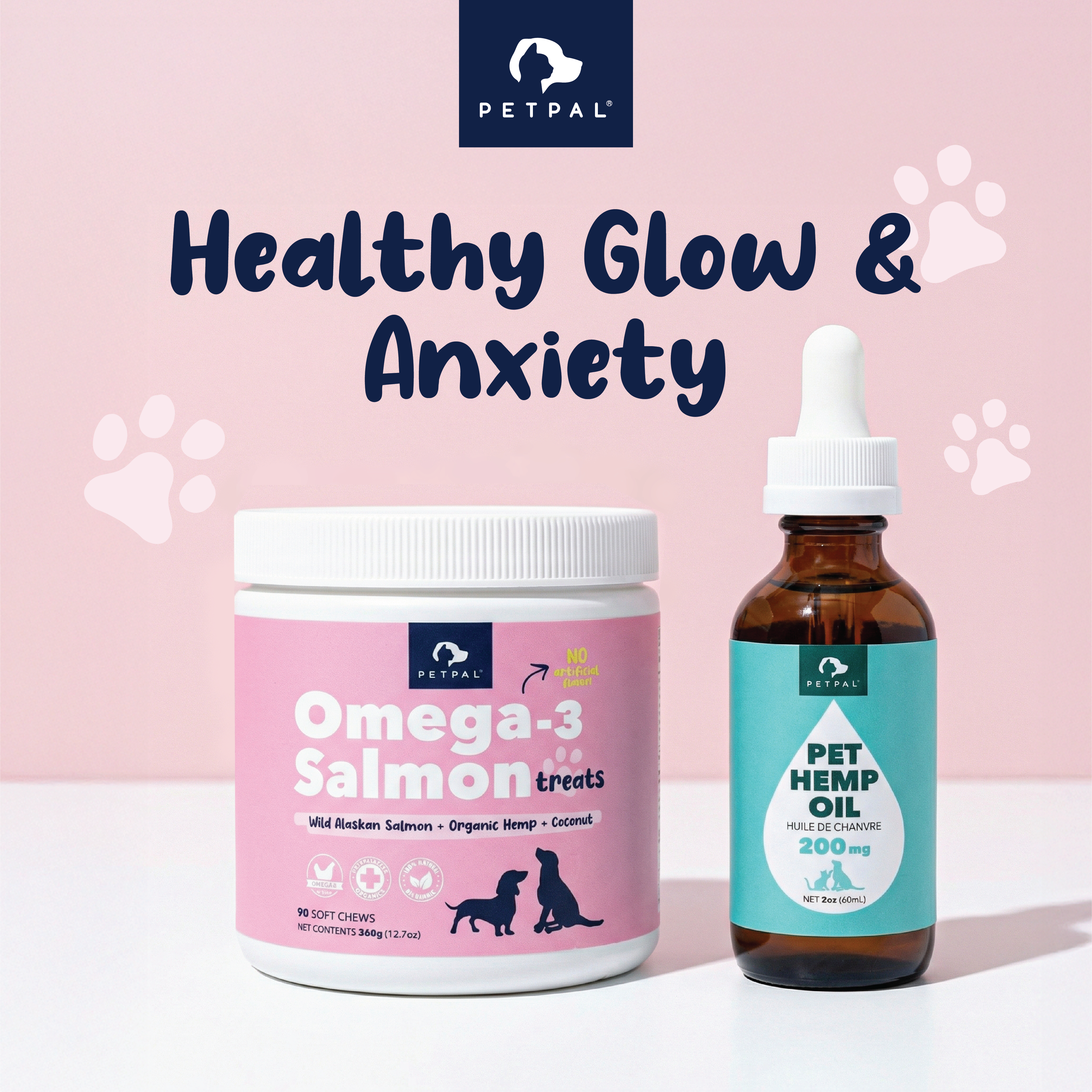 Healthy Glow & Anxiety | Omega Salmon Treats - Pet Organic Hemp Oil