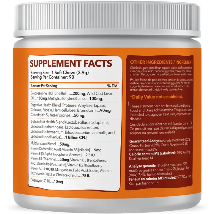 Gut Health & Immunity | Multi Vitamin Soft Chew Treats - Probiotic 4 Billion Treats