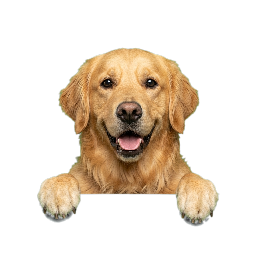 Golden retriever peeking